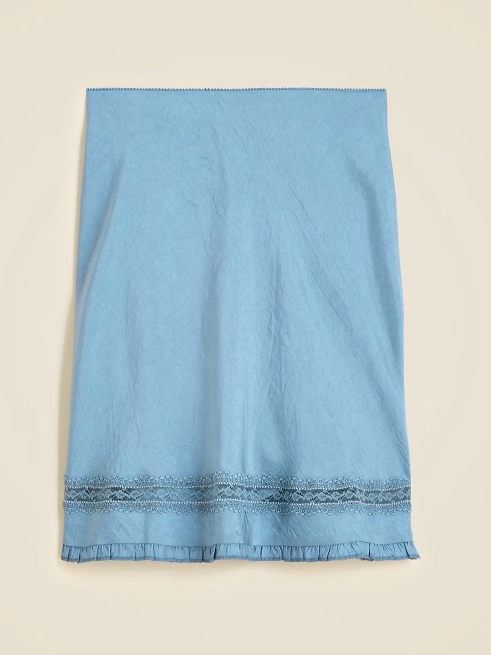 NEW J. Crew Lace-trim slip skirt matte textured satin Regatta Blue XS CM757 $138 - Picture 4 of 11